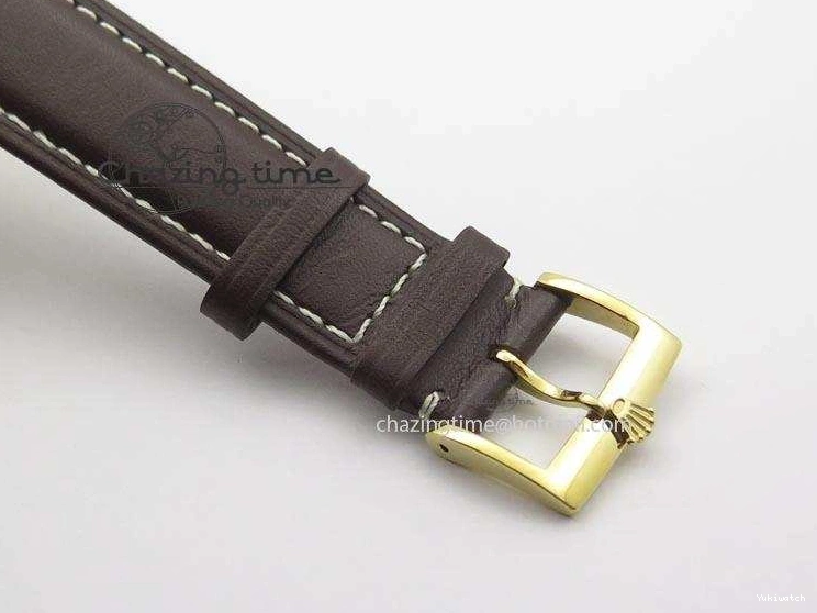 On YG A2824 Leather Brown Dial Date Cellini Strap Numeral White 0318